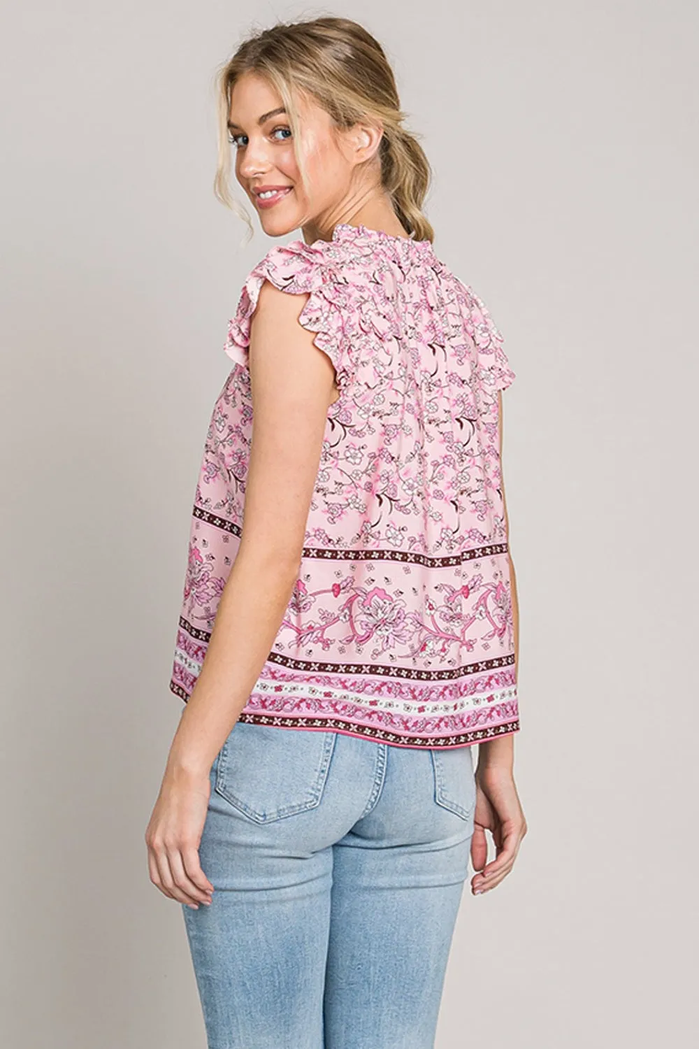 Sammy Print Ruffle Sleeve Detail Blouse