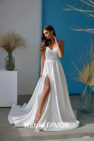 Satin formal dresses Spaghetti strap evening gown