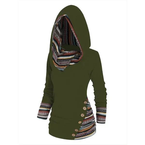 Saymera Casual Tribal-Print Hoodie