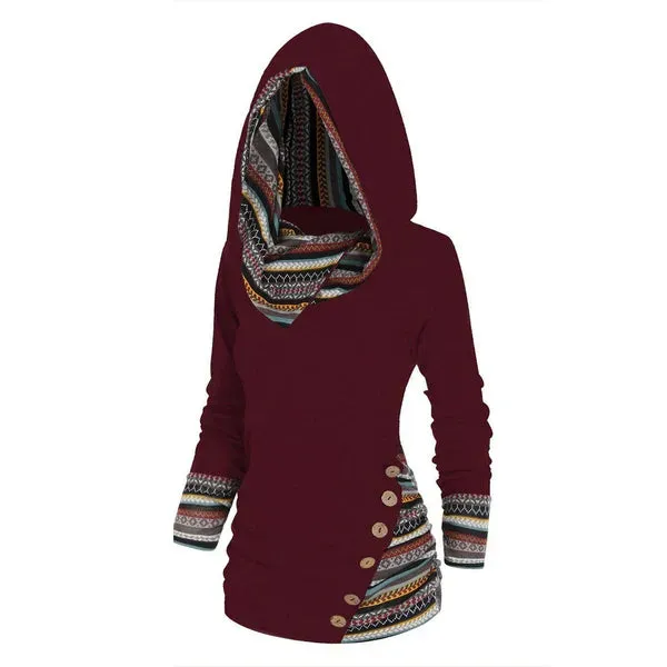 Saymera Casual Tribal-Print Hoodie
