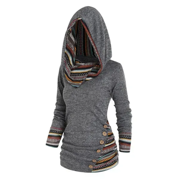 Saymera Casual Tribal-Print Hoodie