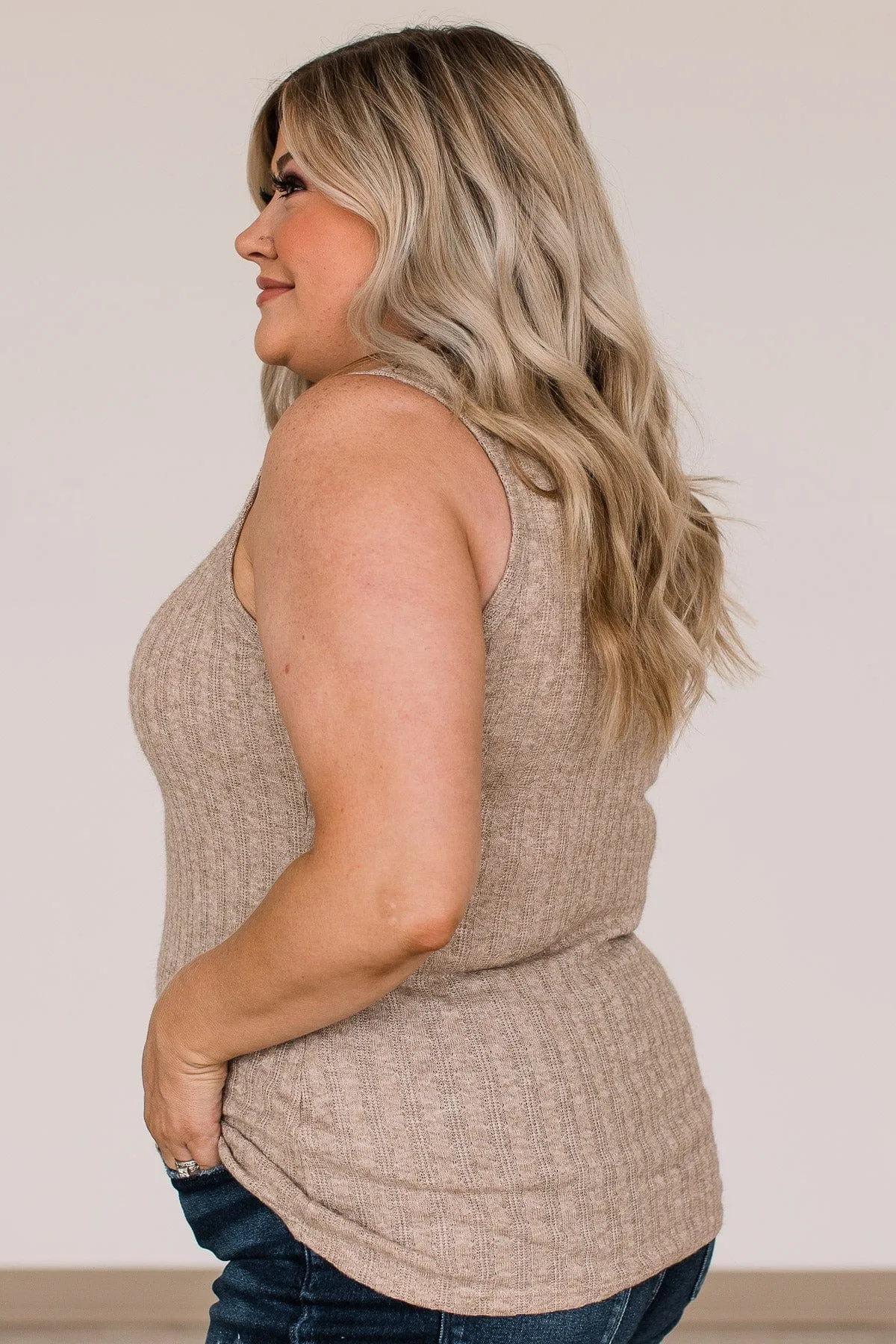 Seek Out Adventure Knit Tank Top- Light Taupe