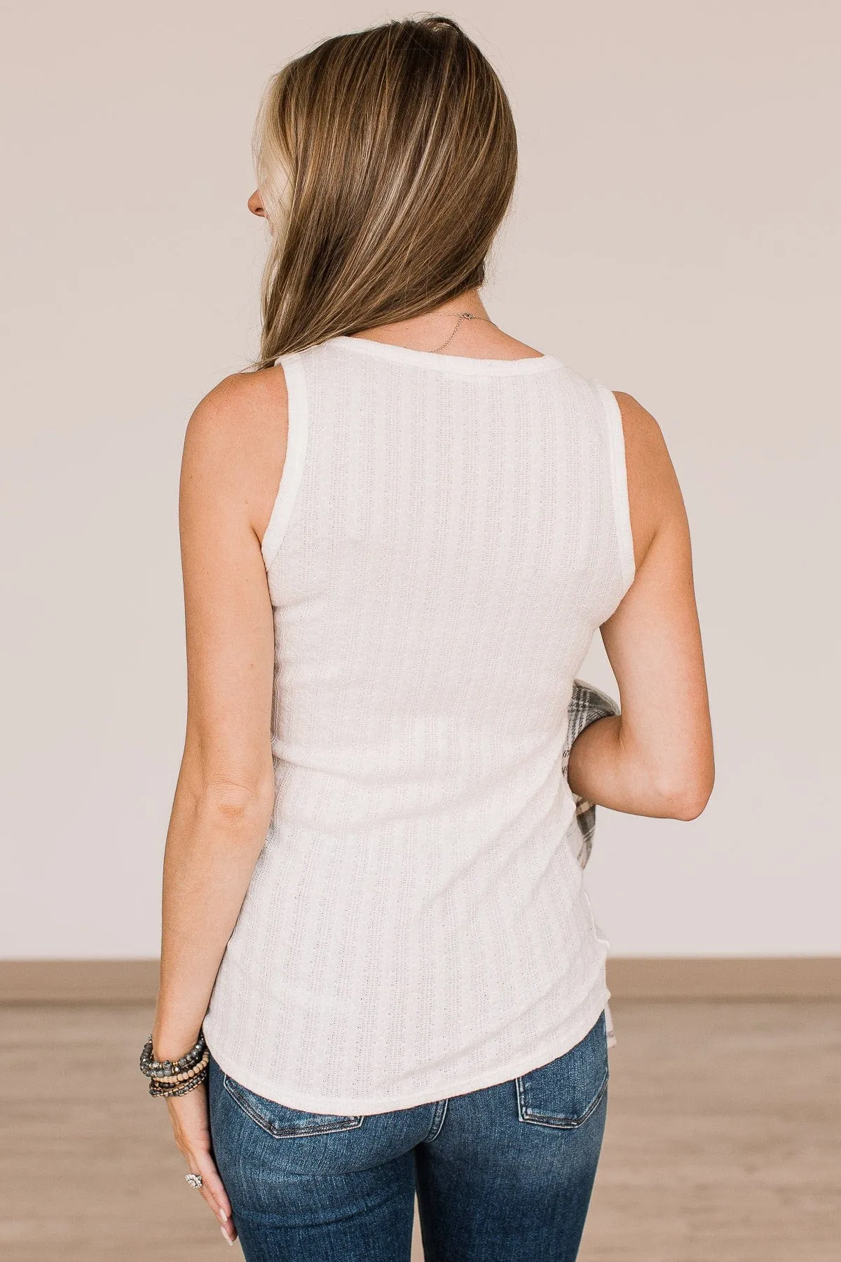 Seek Out Adventure Knit Tank Top- Off-White