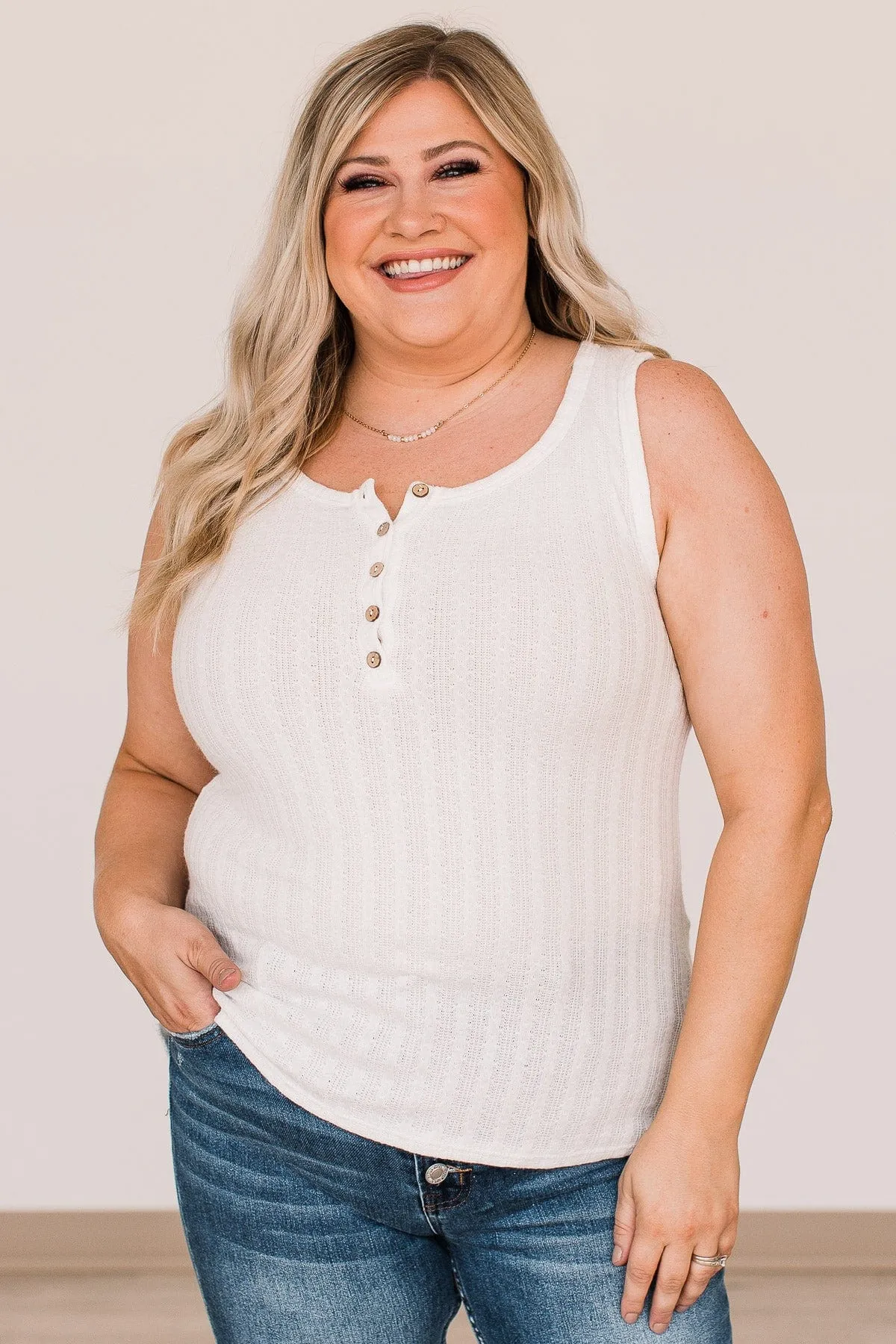 Seek Out Adventure Knit Tank Top- Off-White