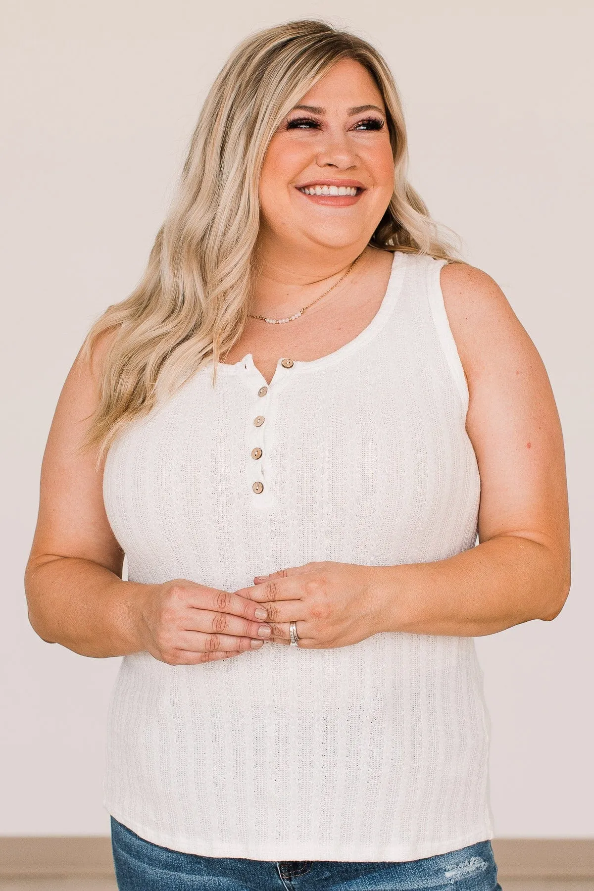 Seek Out Adventure Knit Tank Top- Off-White