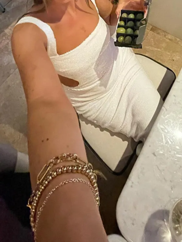 Sequin Maxi Dress with Square Neck and Backless Design