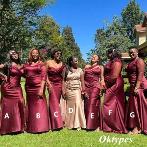 Sexy Mismatched Burgandy Soft Satin Mermaid Floor Length Bridesmaid Dresses, BDS0302