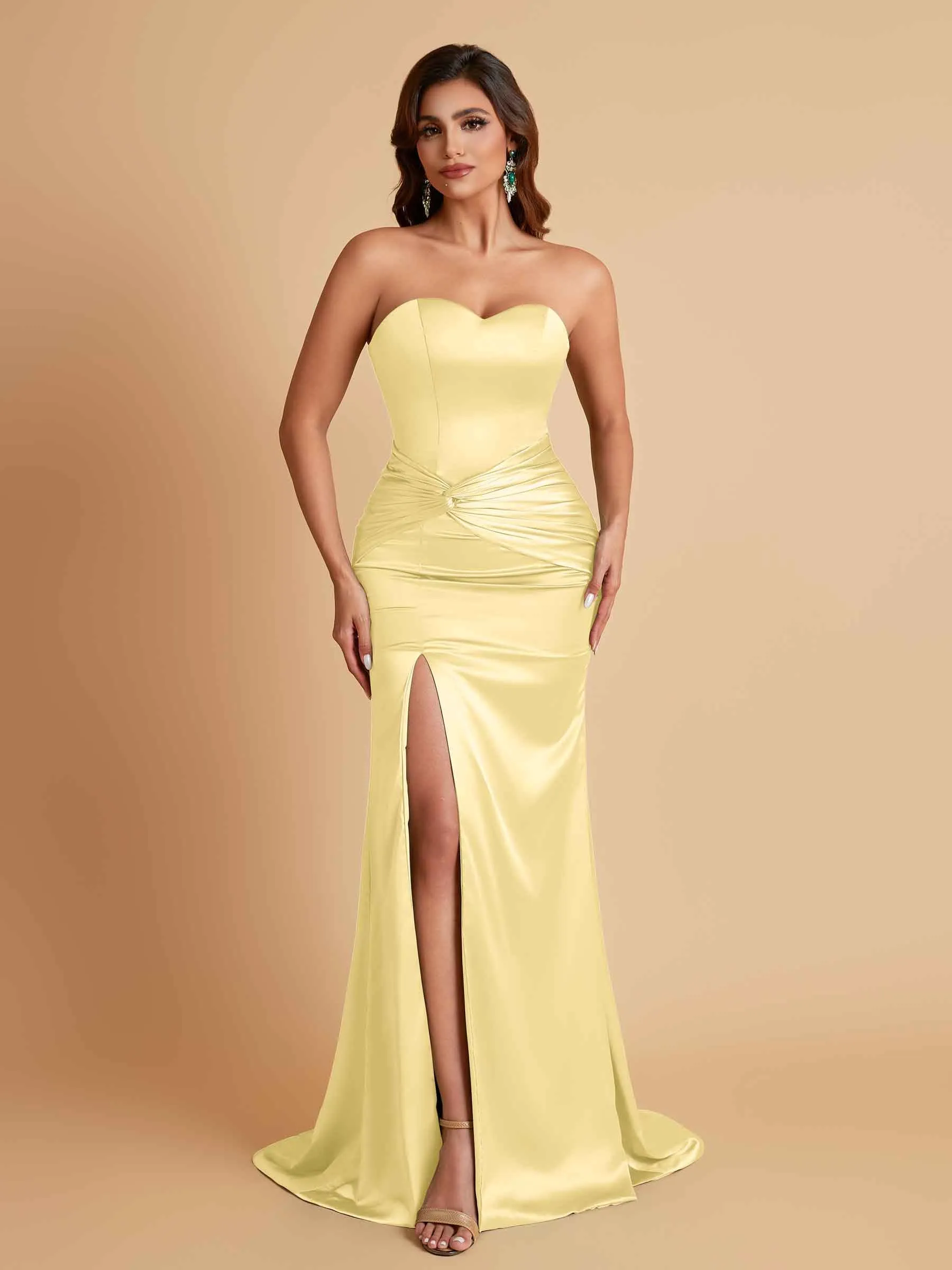 Sexy Soft Satin Mermaid Sweetheart Floor-Length Mermaid Bridesmaid Dresses