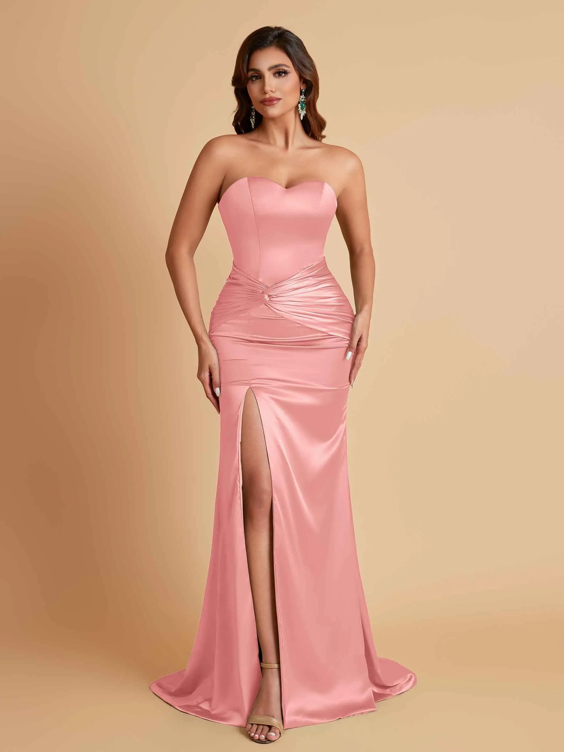 Sexy Soft Satin Mermaid Sweetheart Floor-Length Mermaid Bridesmaid Dresses
