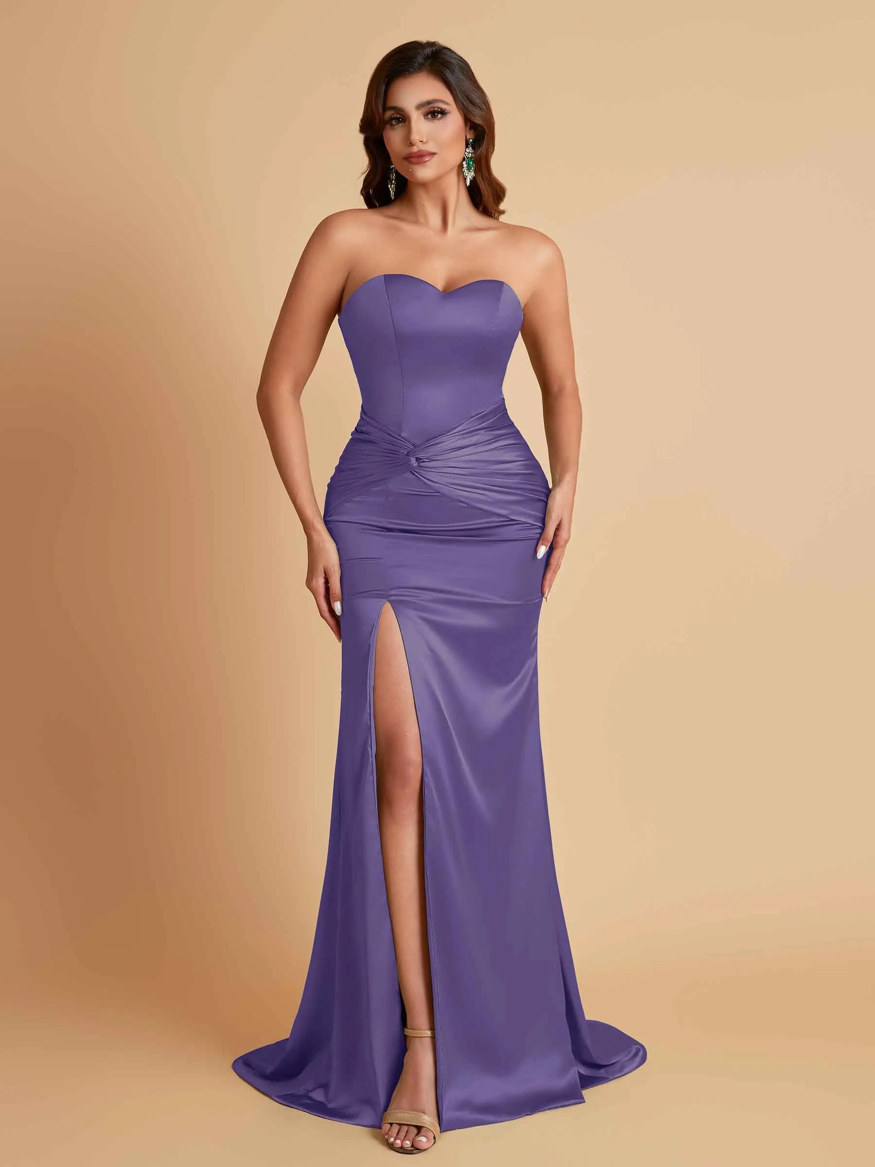 Sexy Soft Satin Mermaid Sweetheart Floor-Length Mermaid Bridesmaid Dresses