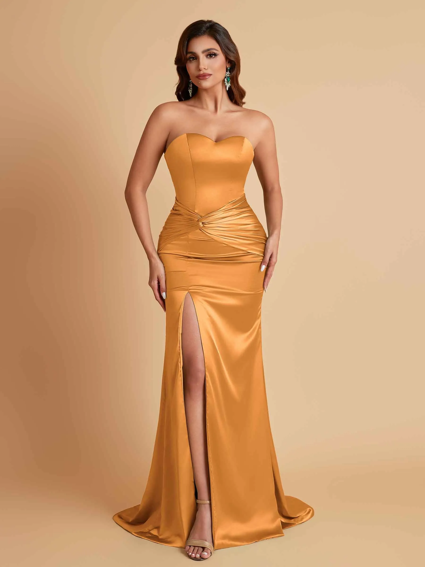 Sexy Soft Satin Mermaid Sweetheart Floor-Length Mermaid Bridesmaid Dresses