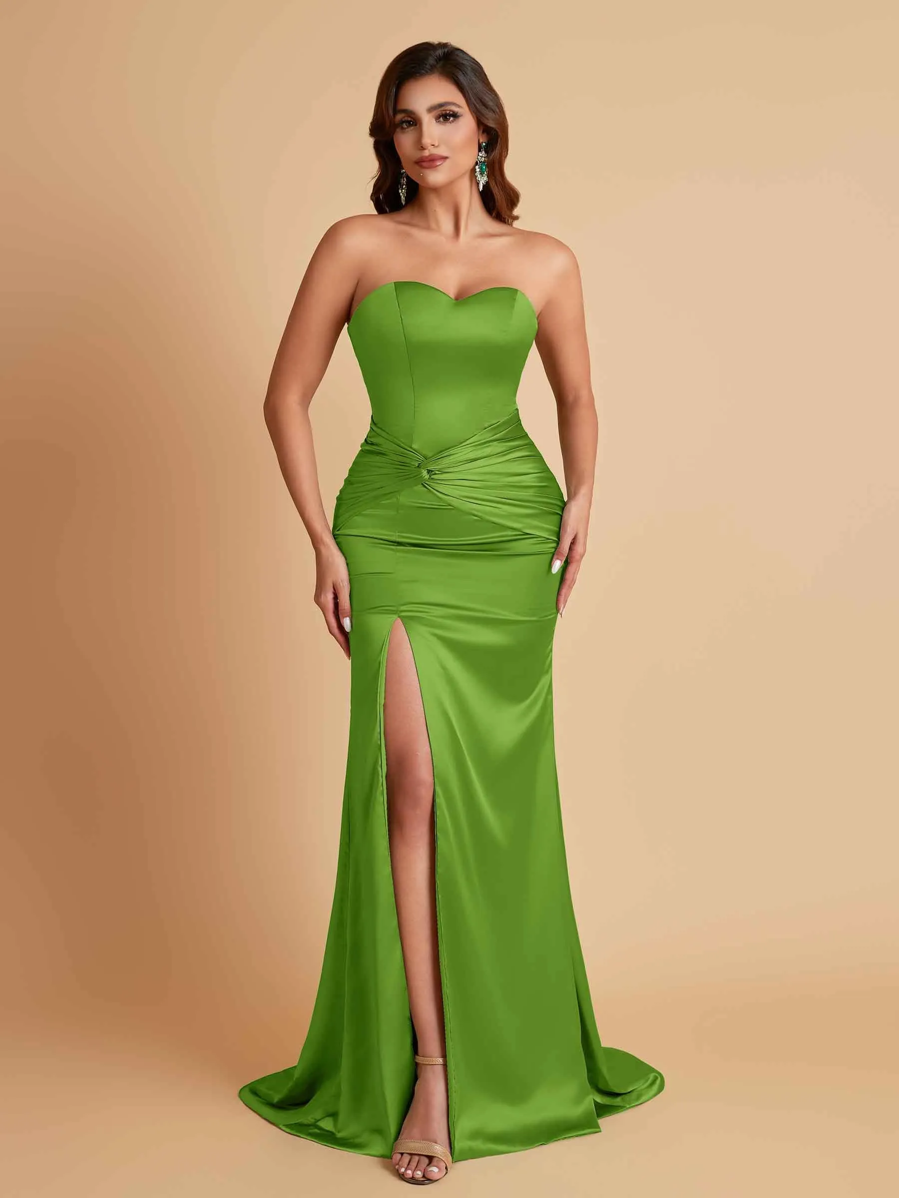 Sexy Soft Satin Mermaid Sweetheart Floor-Length Mermaid Bridesmaid Dresses