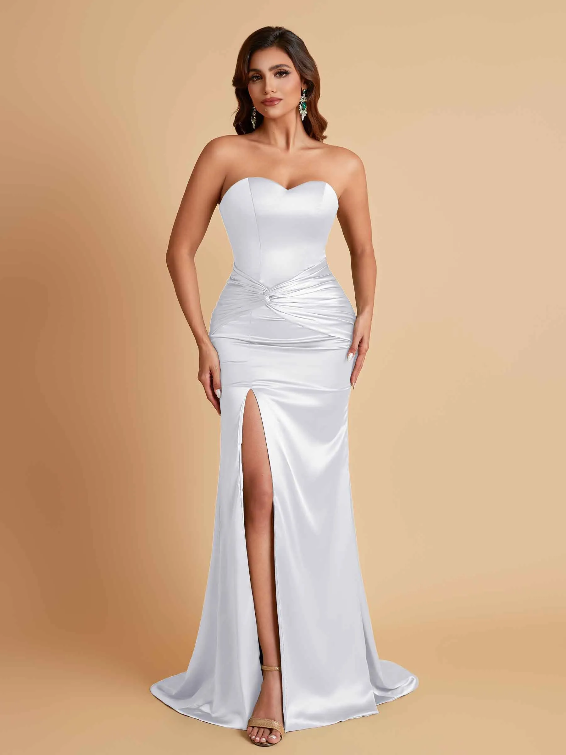 Sexy Soft Satin Mermaid Sweetheart Floor-Length Mermaid Bridesmaid Dresses