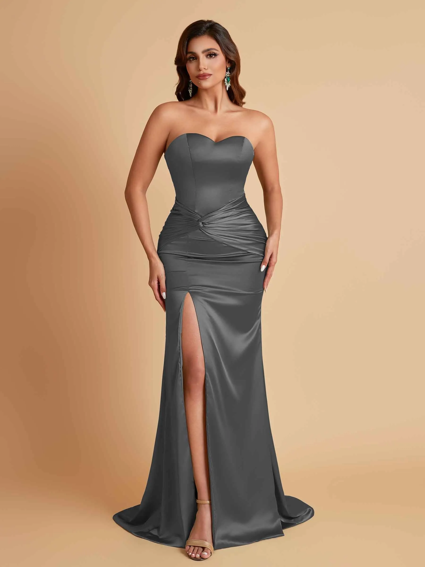 Sexy Soft Satin Mermaid Sweetheart Floor-Length Mermaid Bridesmaid Dresses
