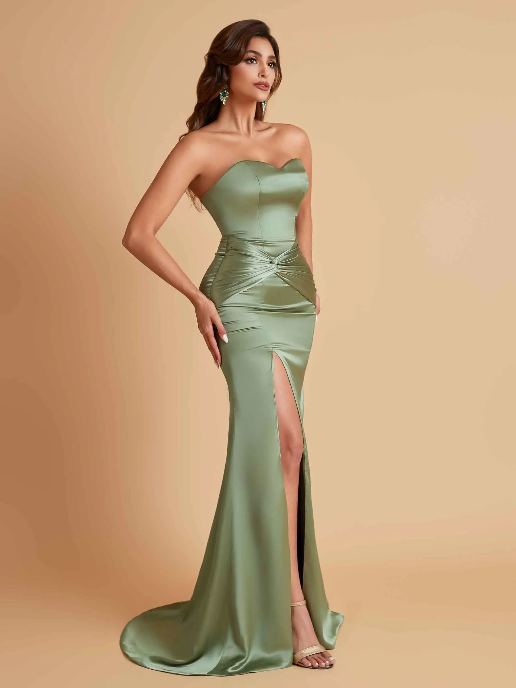 Sexy Soft Satin Mermaid Sweetheart Floor-Length Mermaid Bridesmaid Dresses