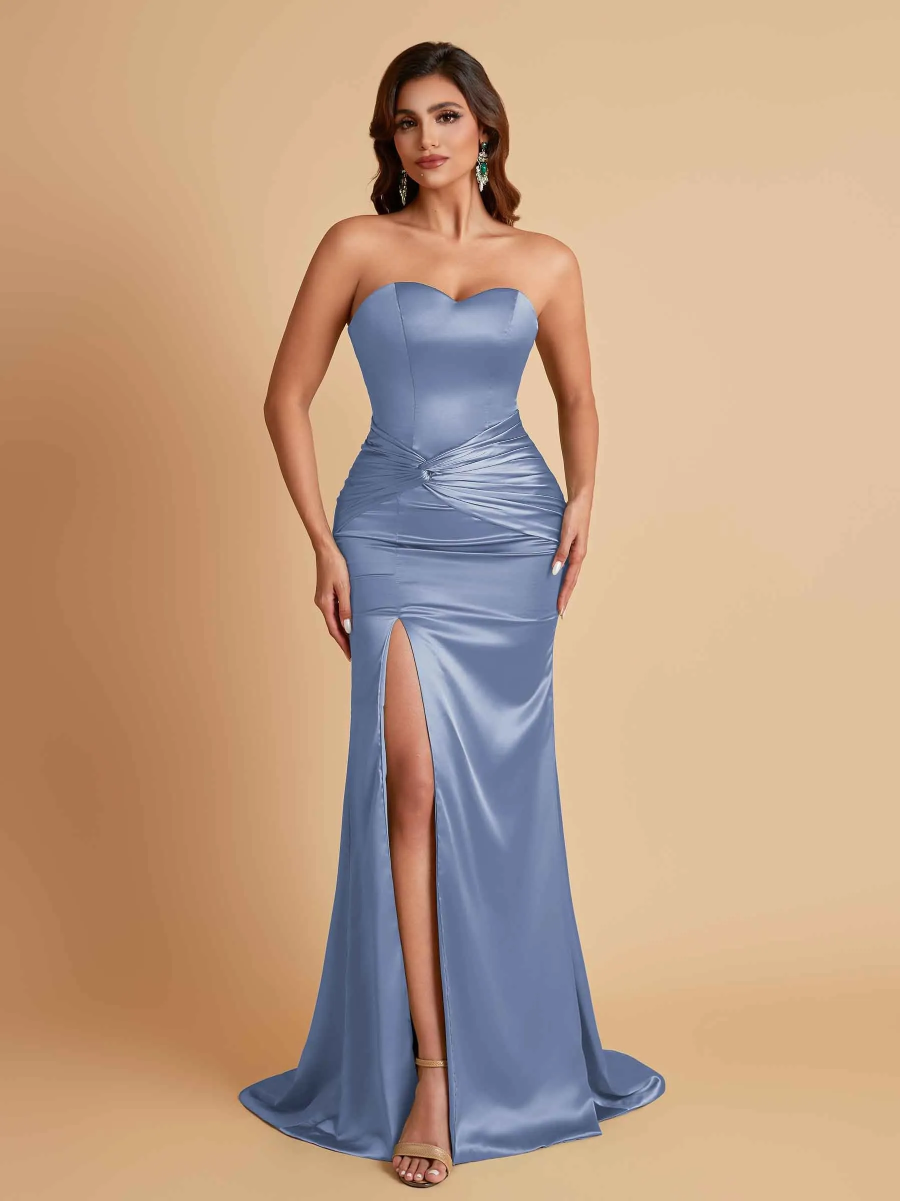 Sexy Soft Satin Mermaid Sweetheart Floor-Length Mermaid Bridesmaid Dresses