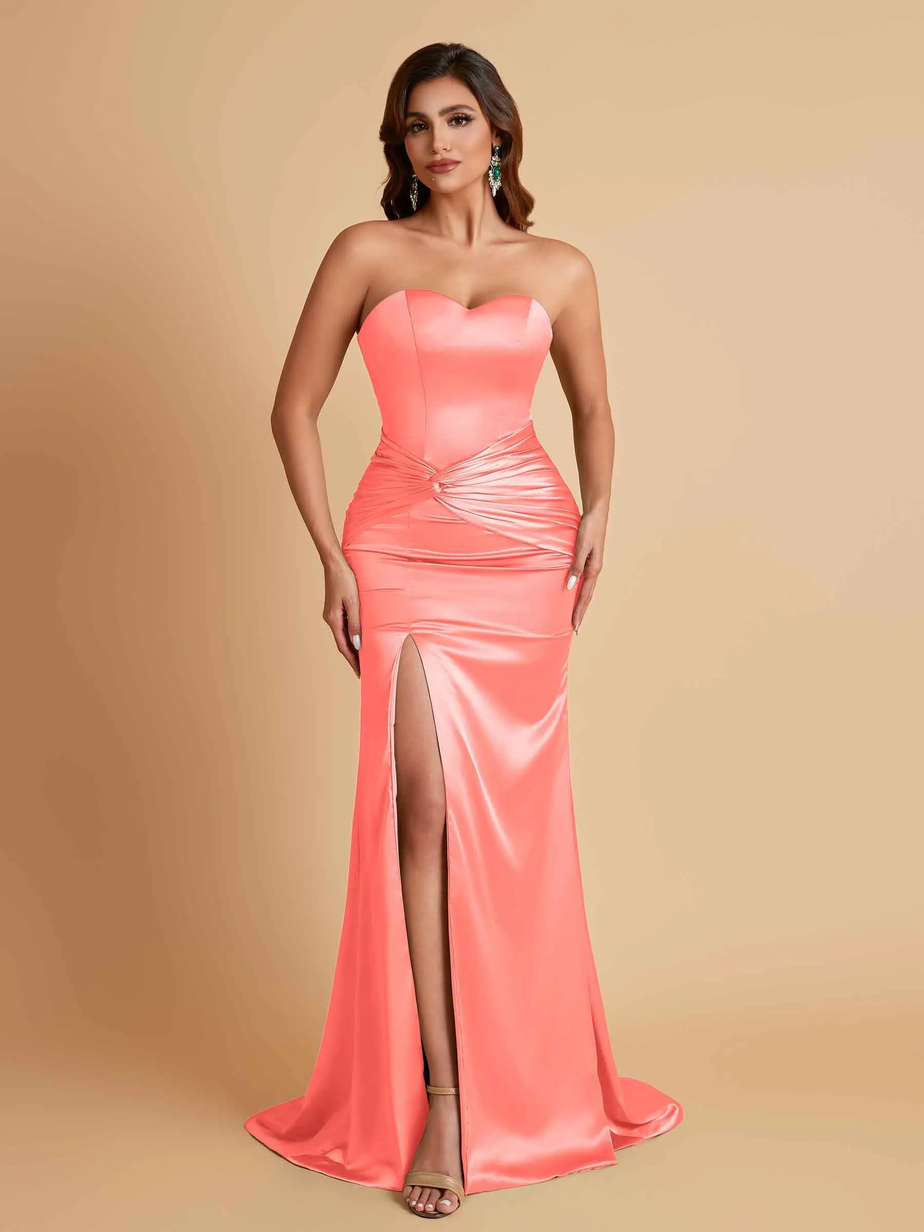 Sexy Soft Satin Mermaid Sweetheart Floor-Length Mermaid Bridesmaid Dresses