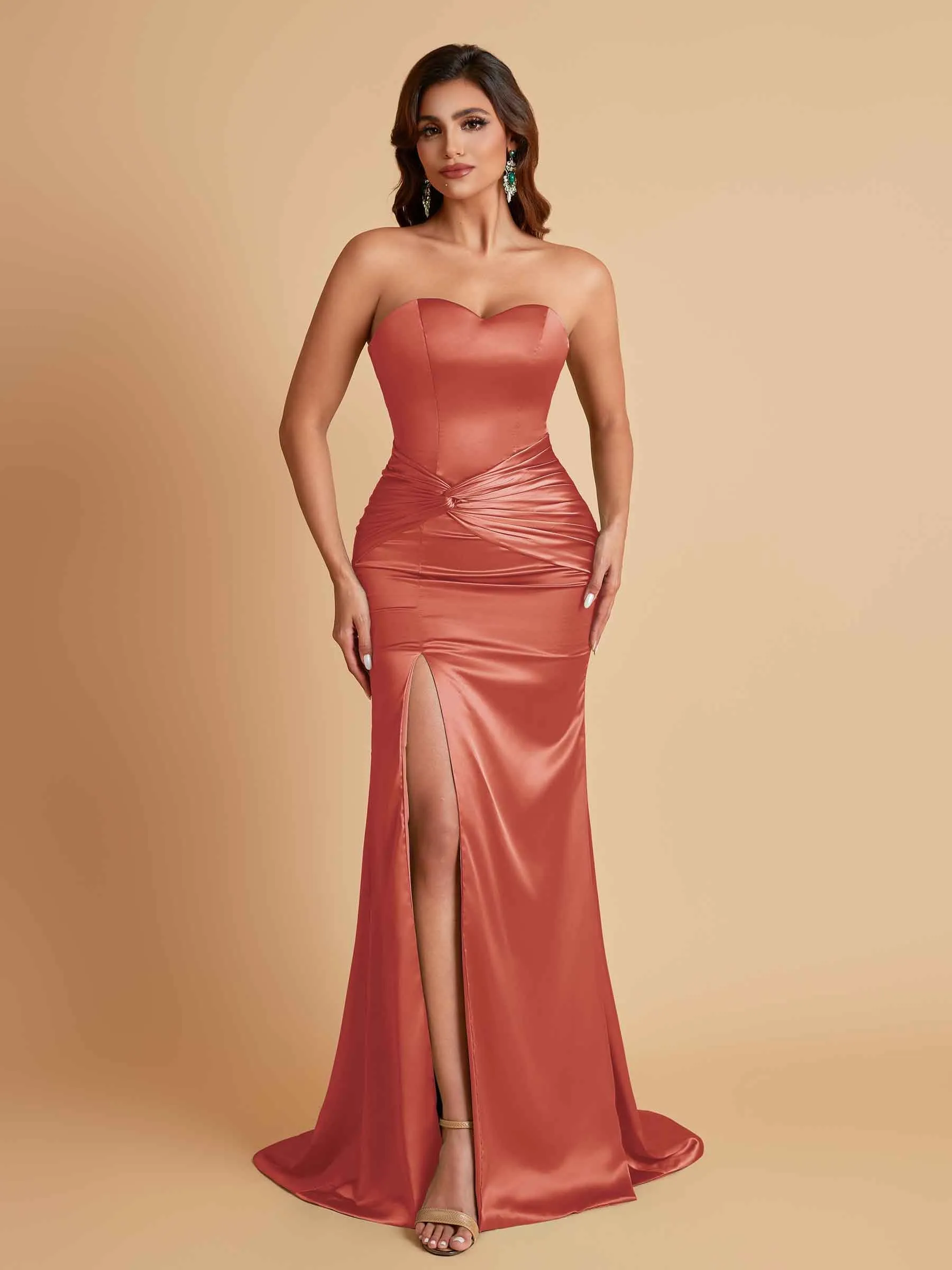 Sexy Soft Satin Mermaid Sweetheart Floor-Length Mermaid Bridesmaid Dresses