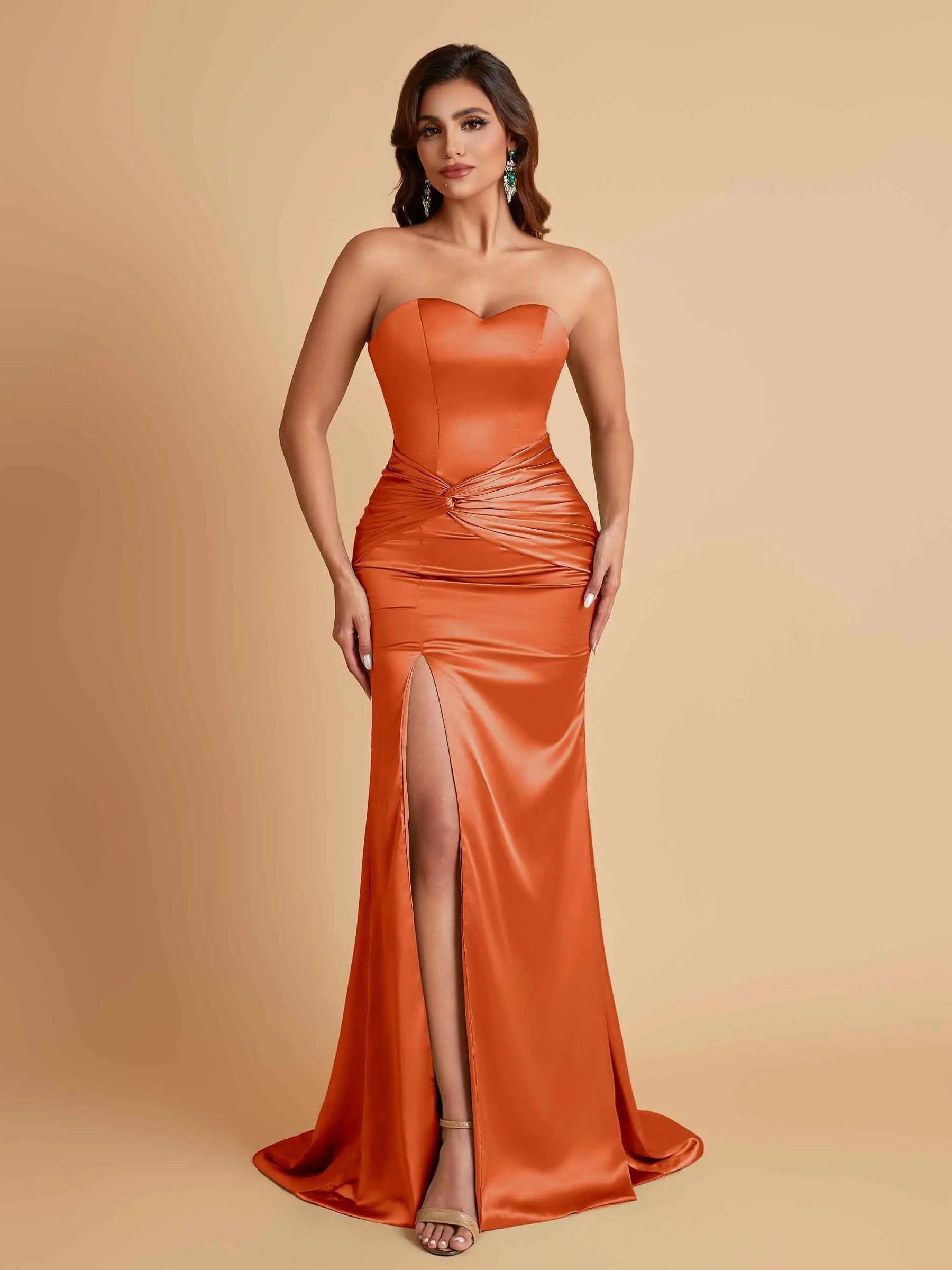 Sexy Soft Satin Mermaid Sweetheart Floor-Length Mermaid Bridesmaid Dresses