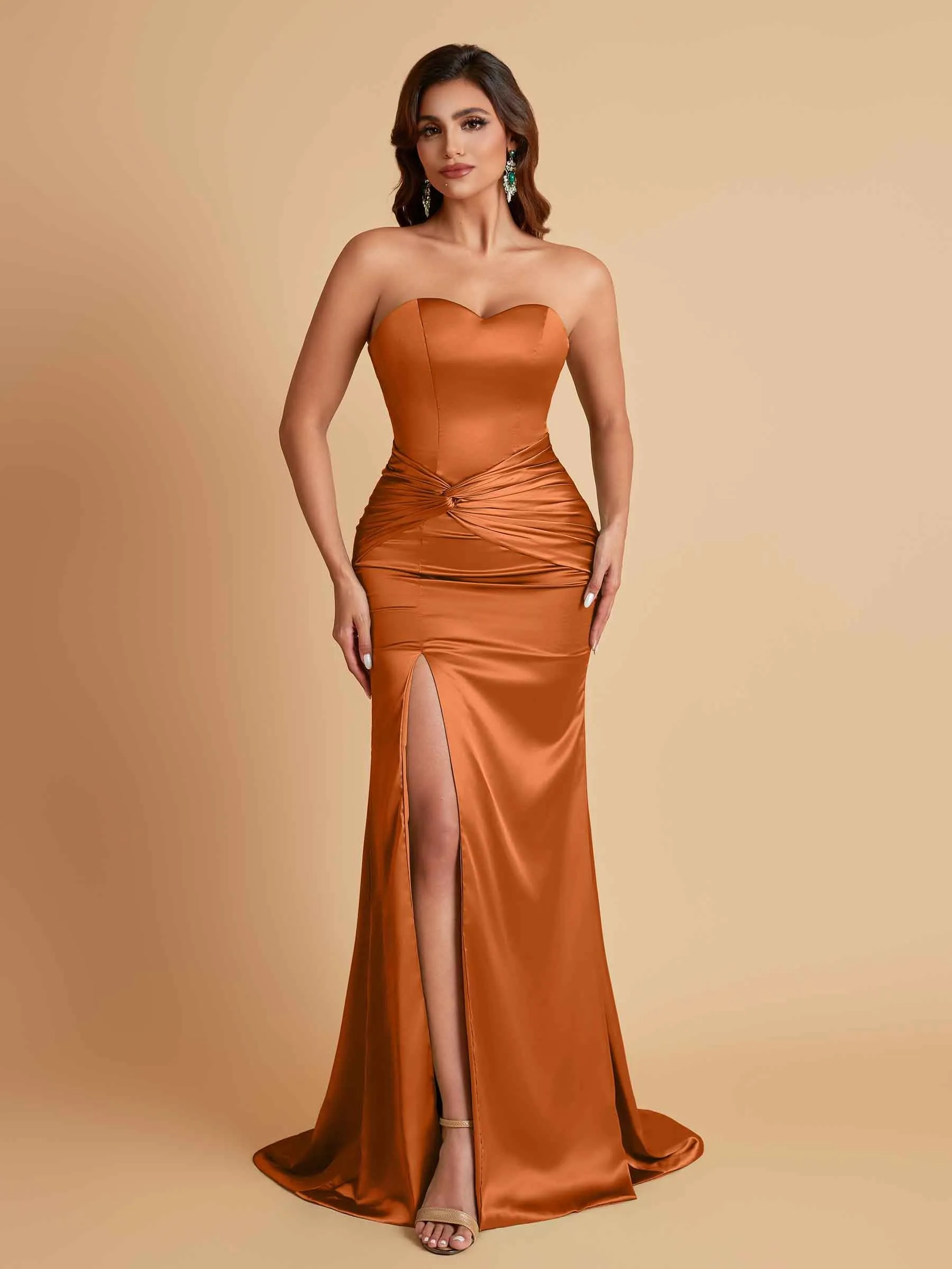 Sexy Soft Satin Mermaid Sweetheart Floor-Length Mermaid Bridesmaid Dresses