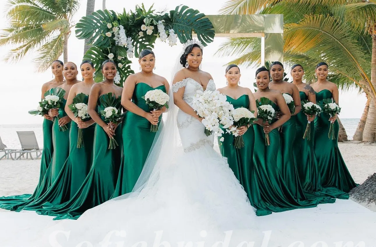 Sexy Soft Satin Sweetheart Mermaid Trailing Floor Length Bridesmaid Dressses, SFWG00459