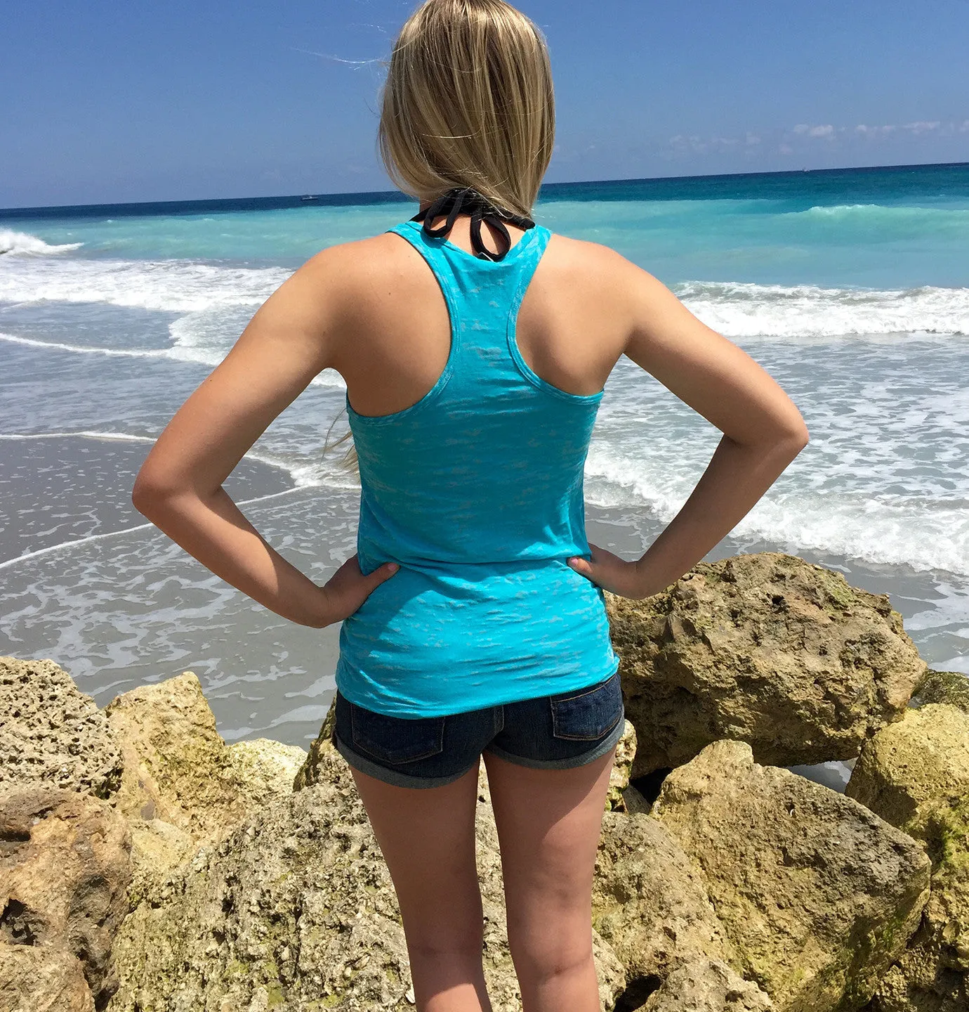 Shore Side Tahiti Blue Racerback Sailfish Tank Top