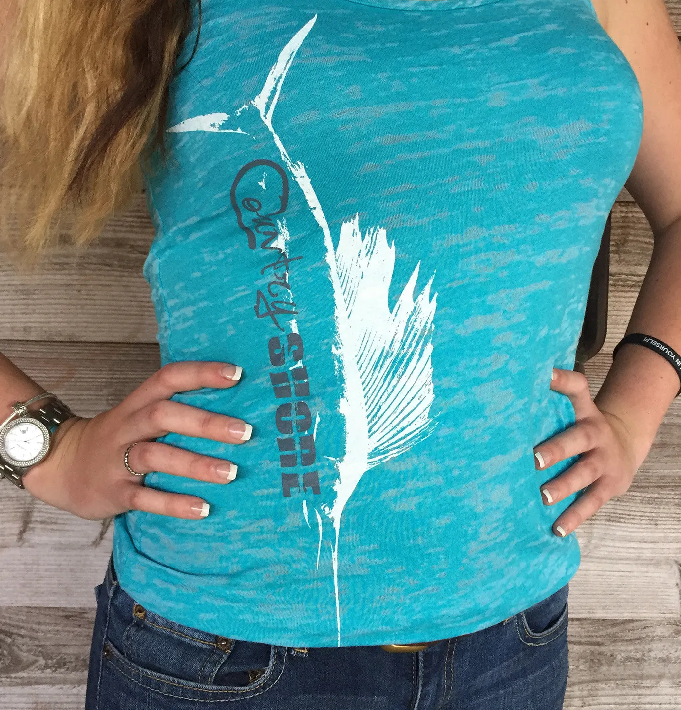 Shore Side Tahiti Blue Racerback Sailfish Tank Top