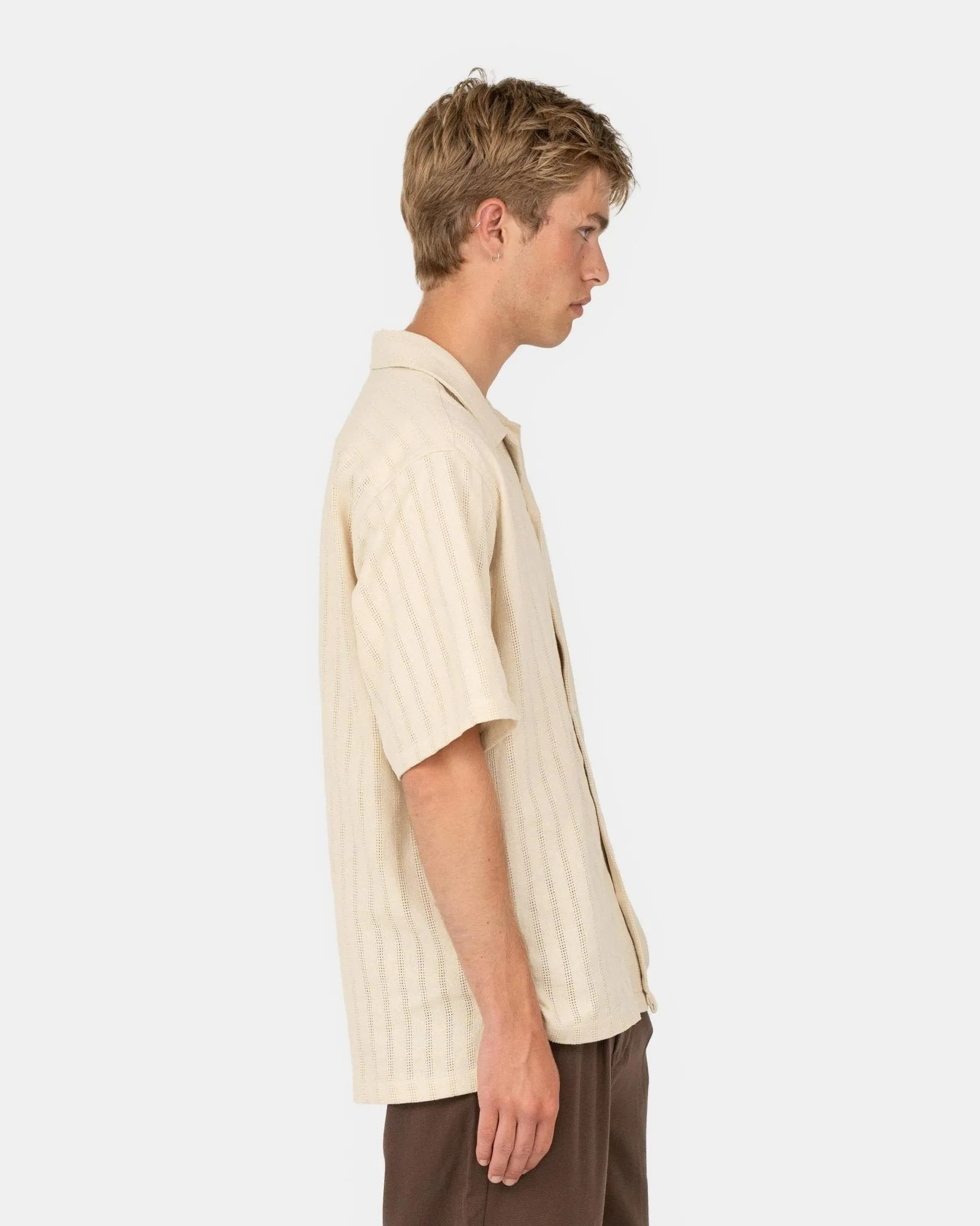 Short Sleeve Knit Shirt Beige