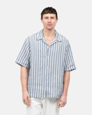 Short Sleeve Knit Shirt Navy Striped