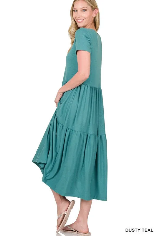 Short Sleeve Tiered Dress