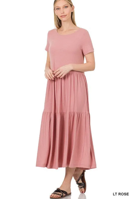 Short Sleeve Tiered Dress
