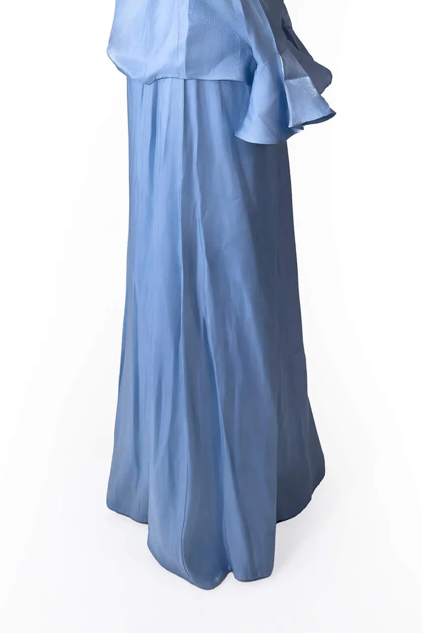 Sky Blue Flowing Maxi Skirt