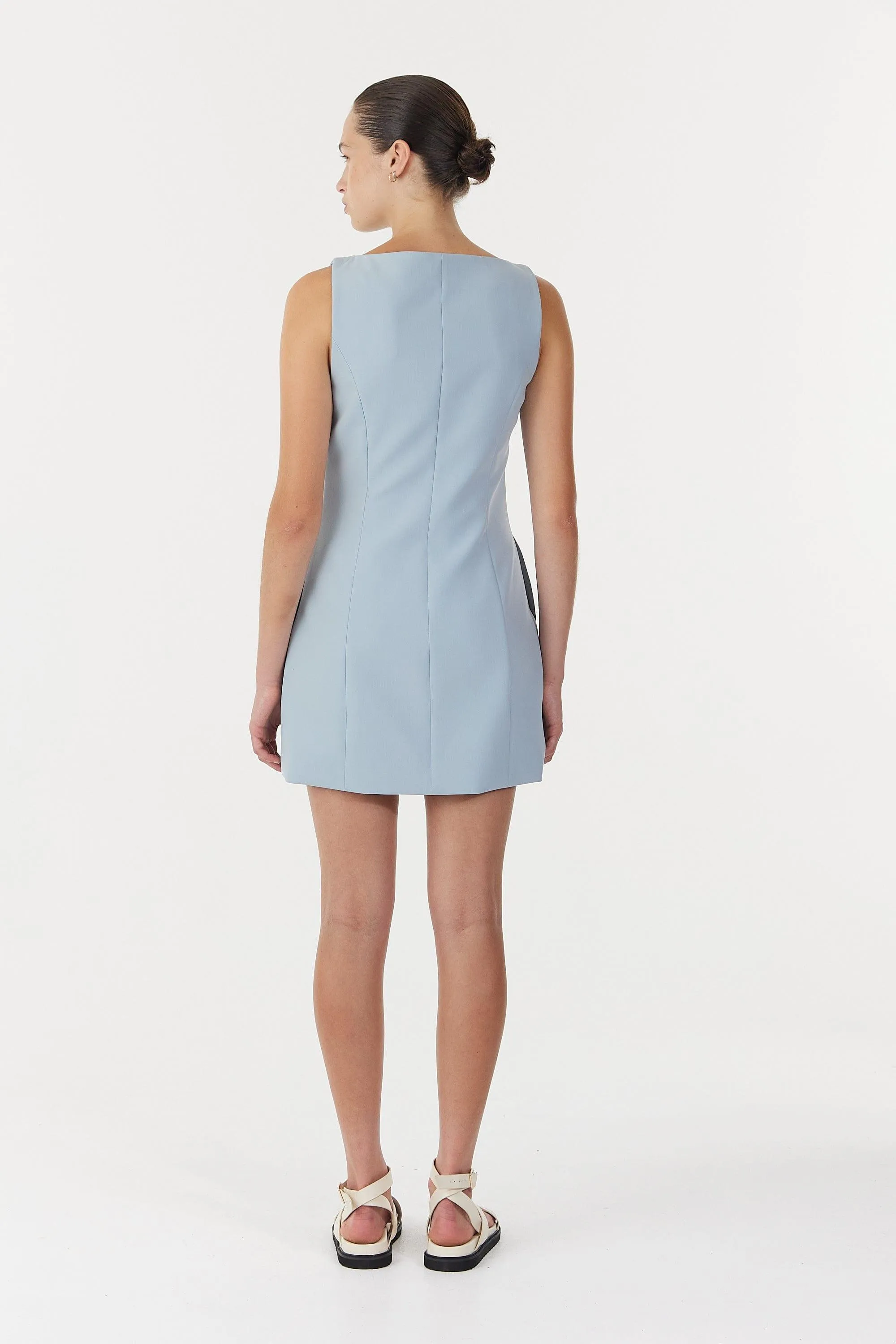 SKYLINE TAILORED MINI DRESS | POWDER BLUE
