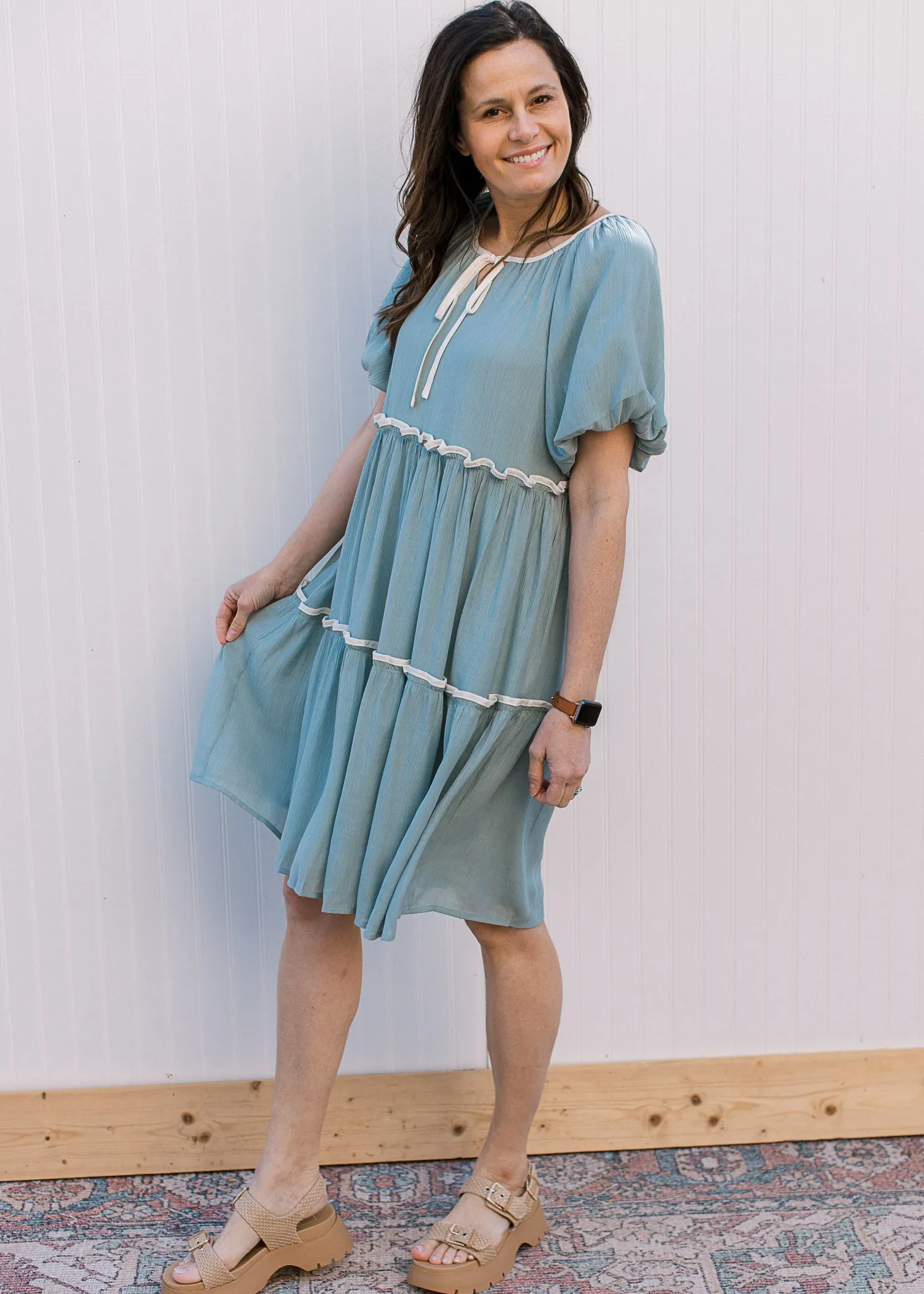 Soft Blue Tiered Dress