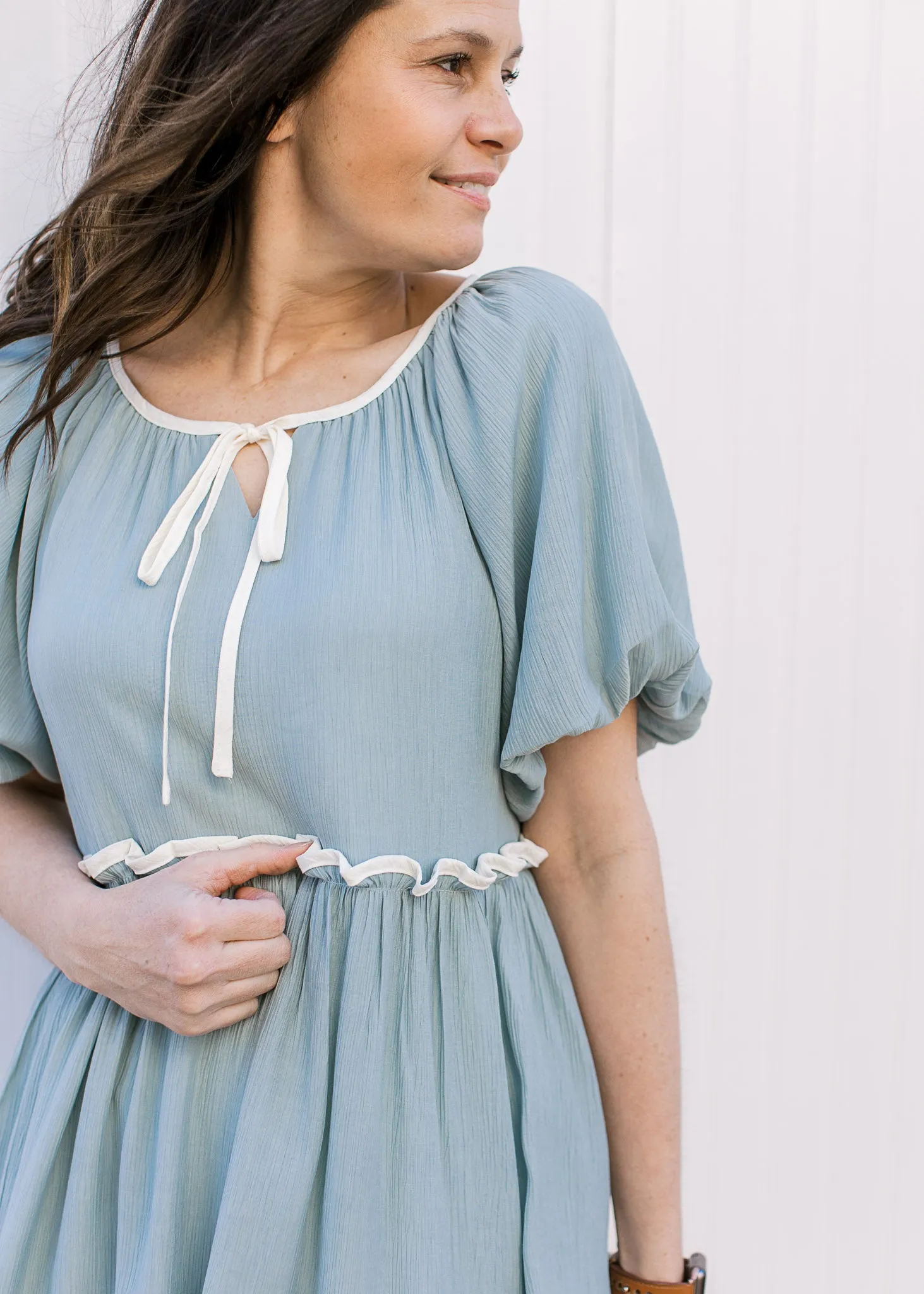 Soft Blue Tiered Dress