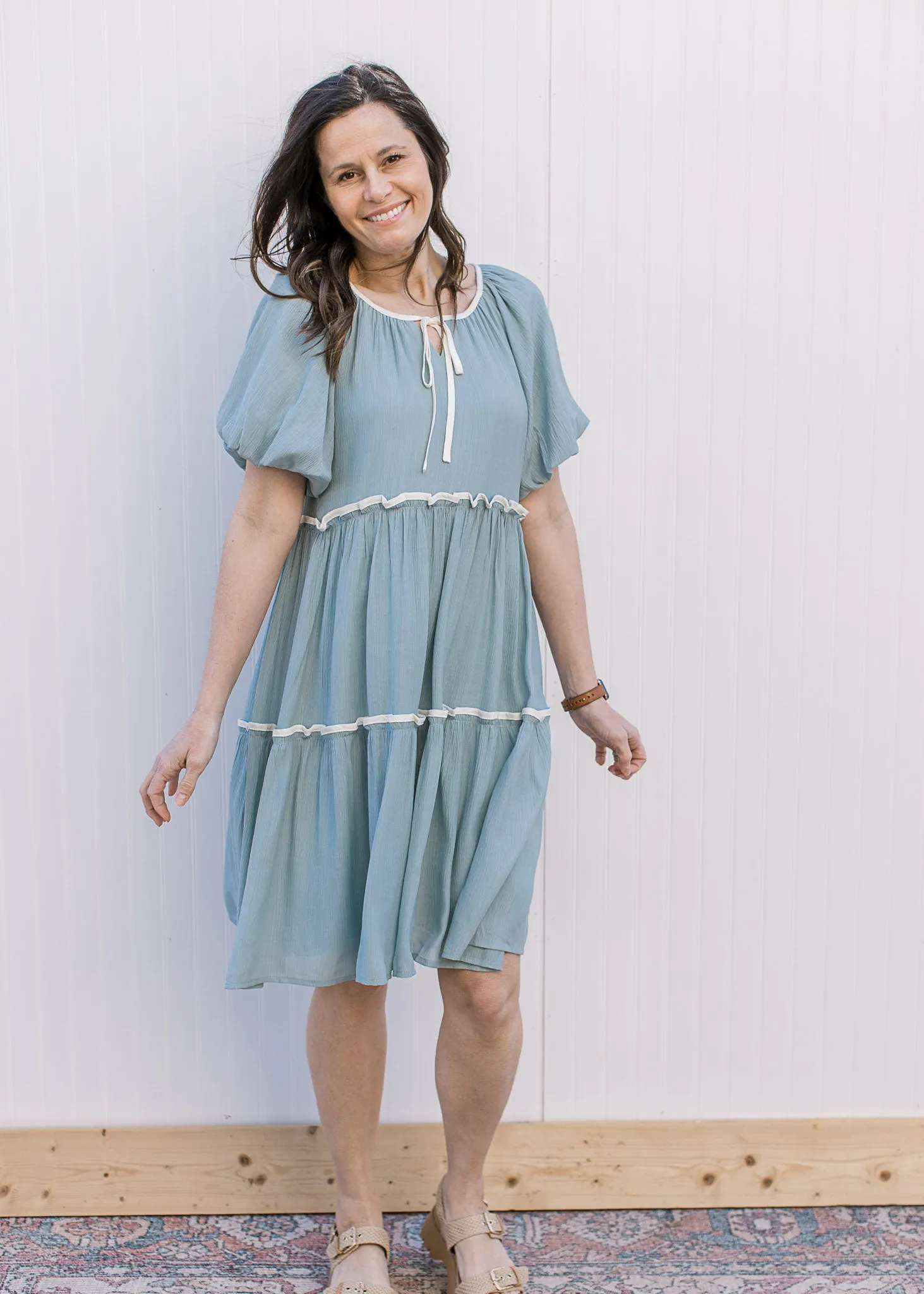 Soft Blue Tiered Dress