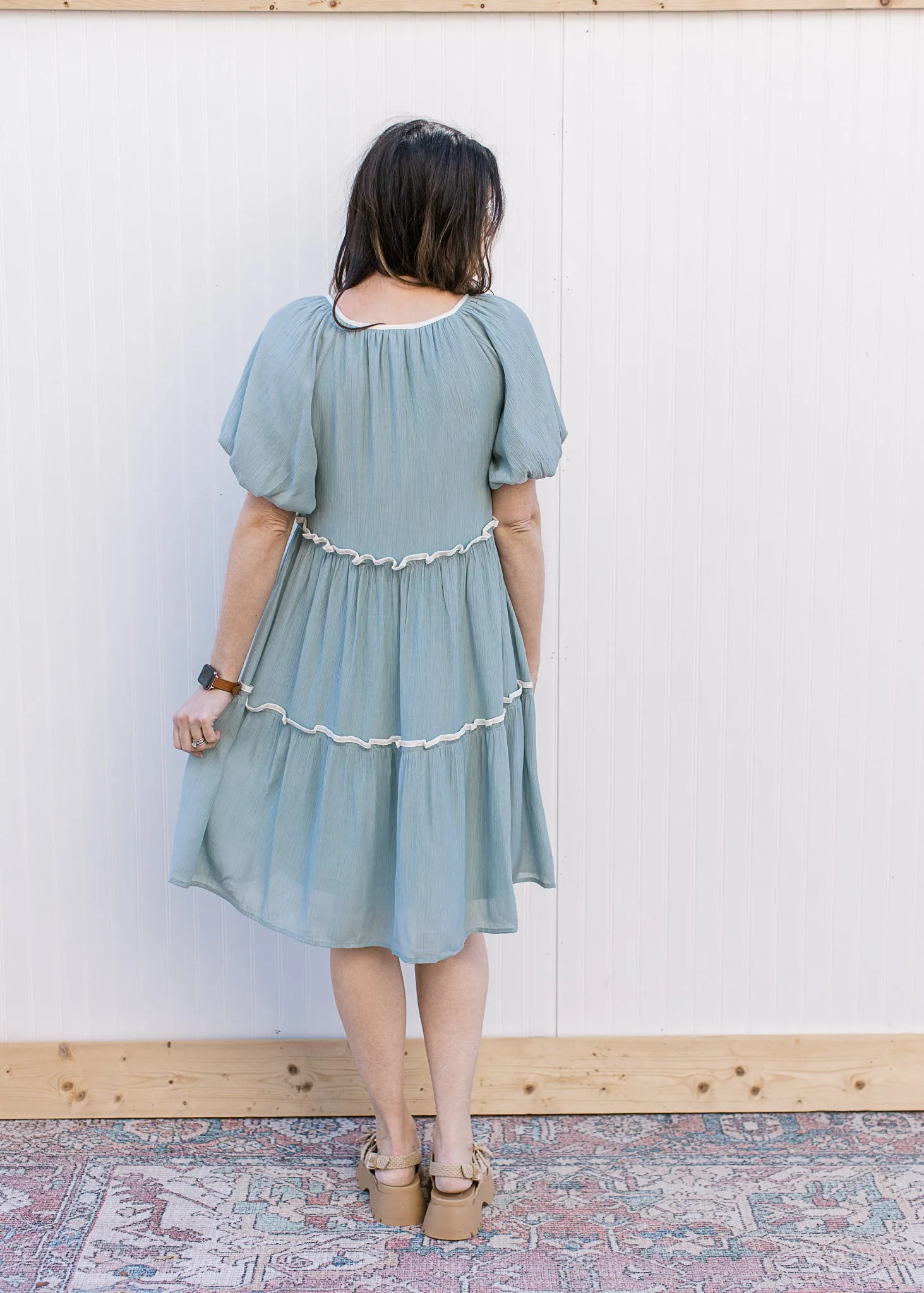 Soft Blue Tiered Dress
