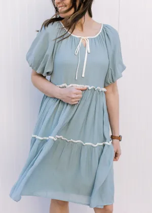 Soft Blue Tiered Dress