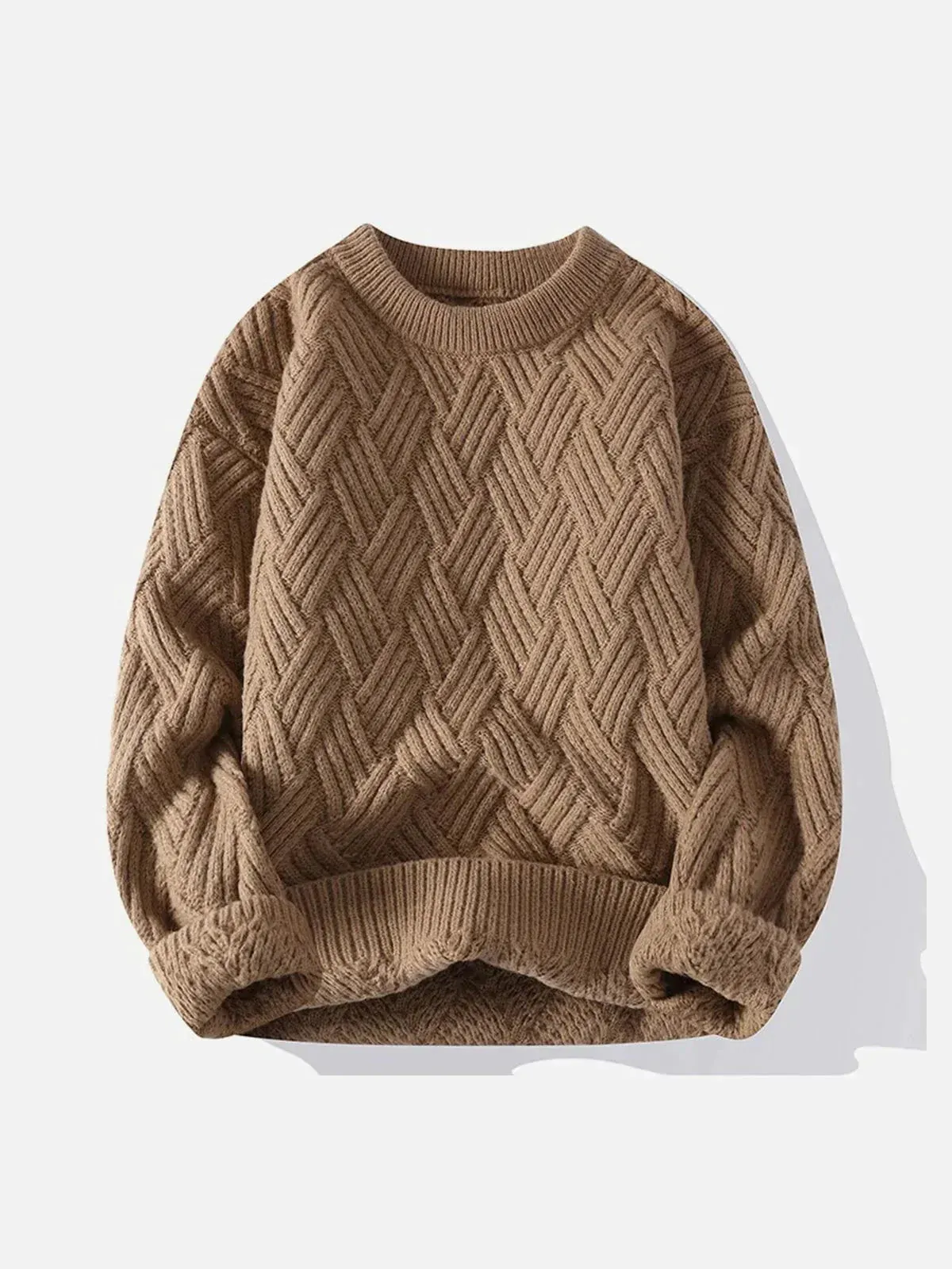 Solid Color Weave Cozy Sweater