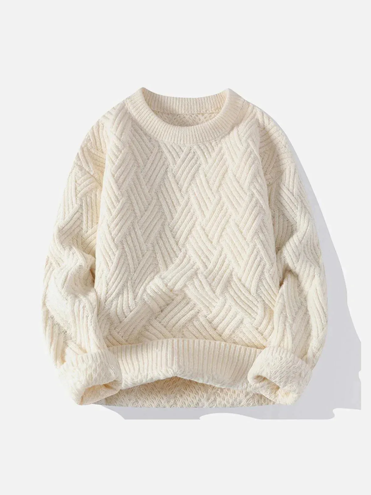 Solid Color Weave Cozy Sweater