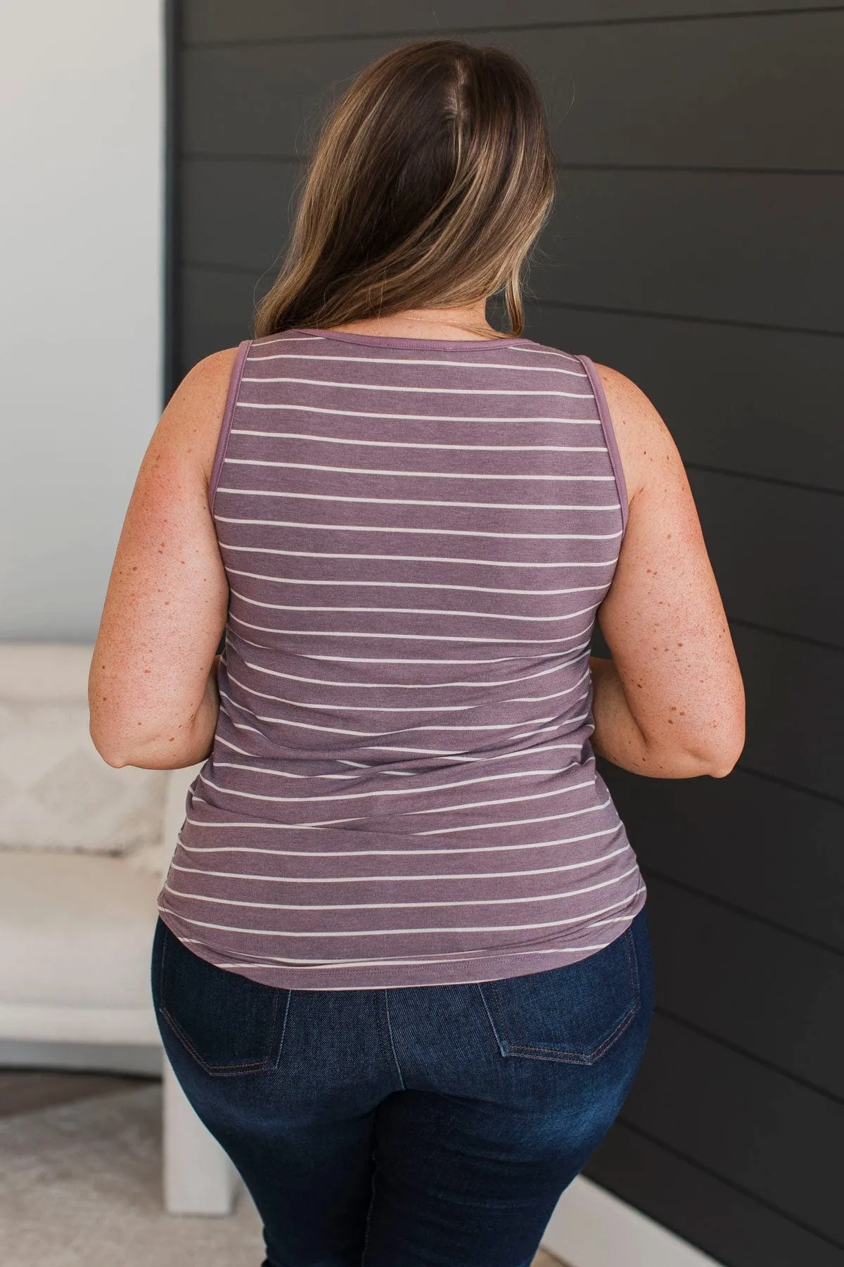 Something I Feel Striped Tank Top- Light Plum
