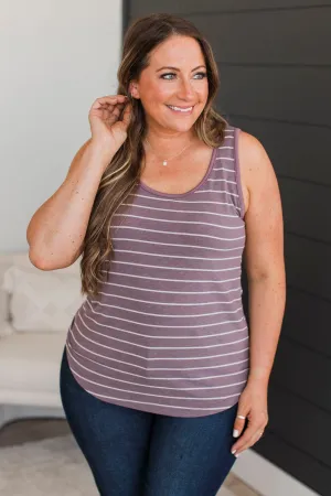 Something I Feel Striped Tank Top- Light Plum