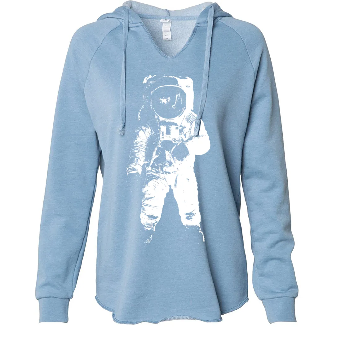 Space Astronaut Man on The Moon White Print Women's Soft Hooded Pullover