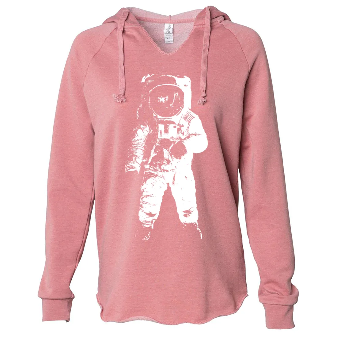 Space Astronaut Man on The Moon White Print Women's Soft Hooded Pullover