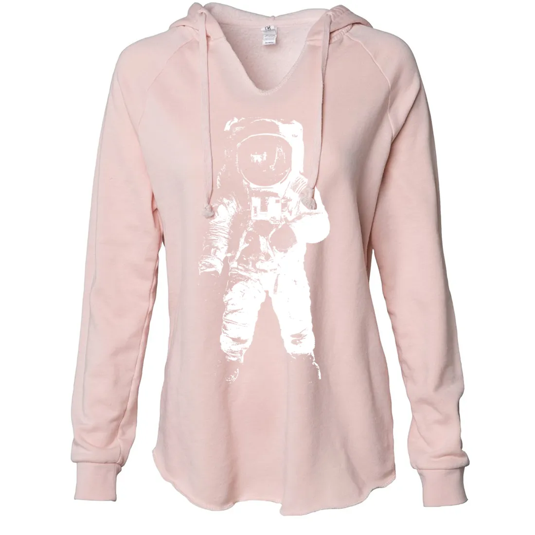 Space Astronaut Man on The Moon White Print Women's Soft Hooded Pullover