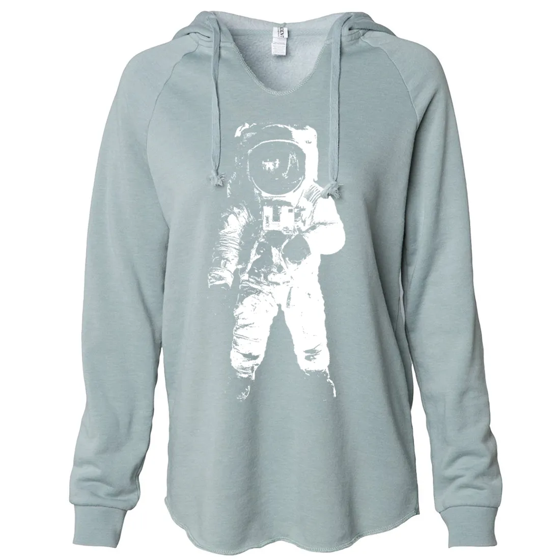 Space Astronaut Man on The Moon White Print Women's Soft Hooded Pullover