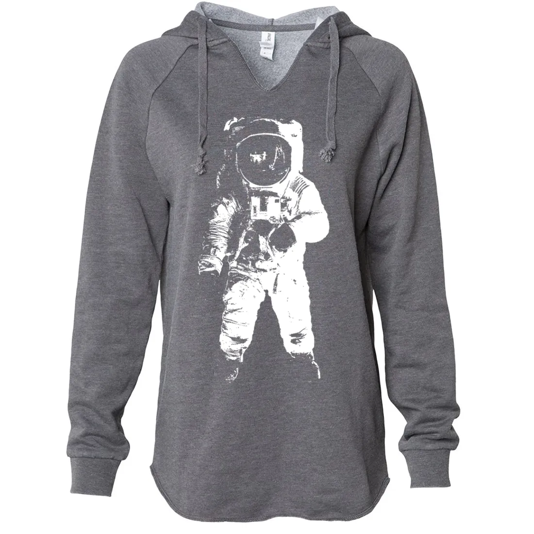 Space Astronaut Man on The Moon White Print Women's Soft Hooded Pullover