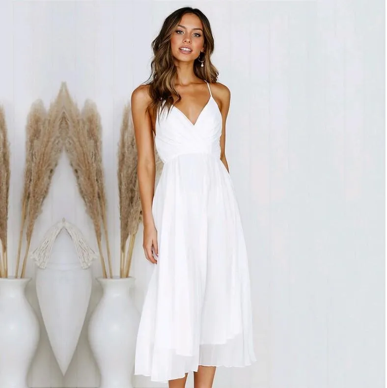 Spaghetti Strap Midi Dress - Chiffon