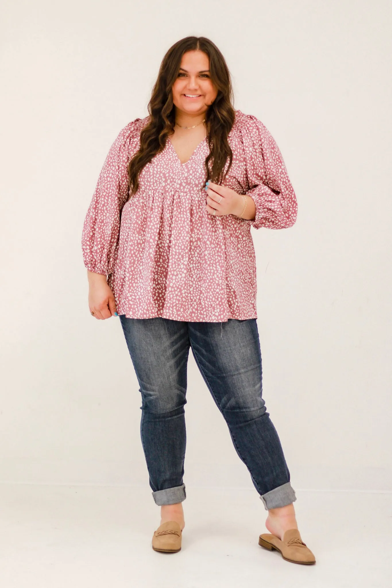 Spotted by You Mauve Blouse