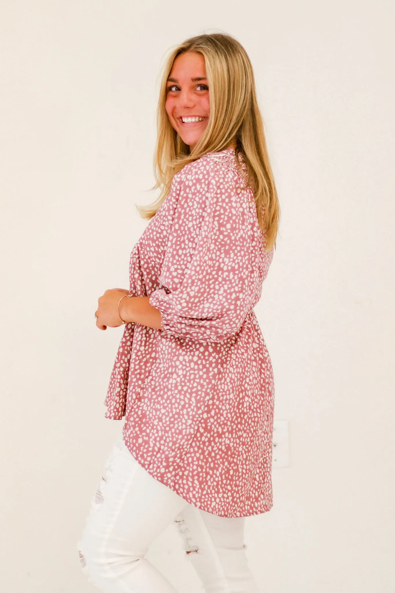 Spotted by You Mauve Blouse